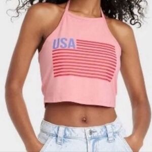 Isaac Morris USA Halter Crop Top Nwot